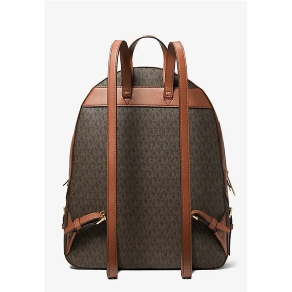New Michael Kors Jaycee Large Signature Logo Backpack Brown - Picture 3 of 4